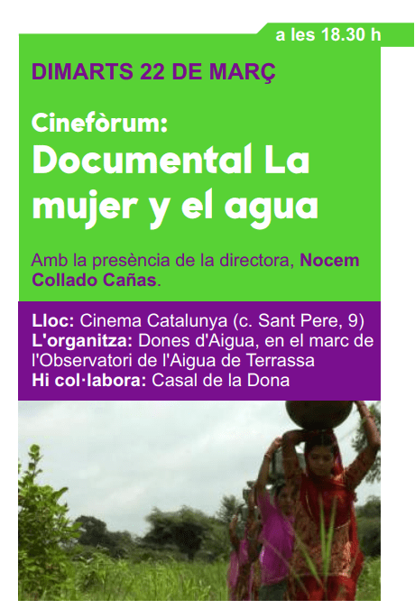 CINEFORUM del documental “La mujer y el agua” el día mundial del agua.