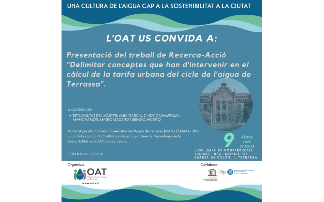 Presentación del trabajo de Investigación-Acción “Delimitar conceptos que tienen que intervenir en el cálculo de la tarifa urbana del ciclo del agua de Terrassa”