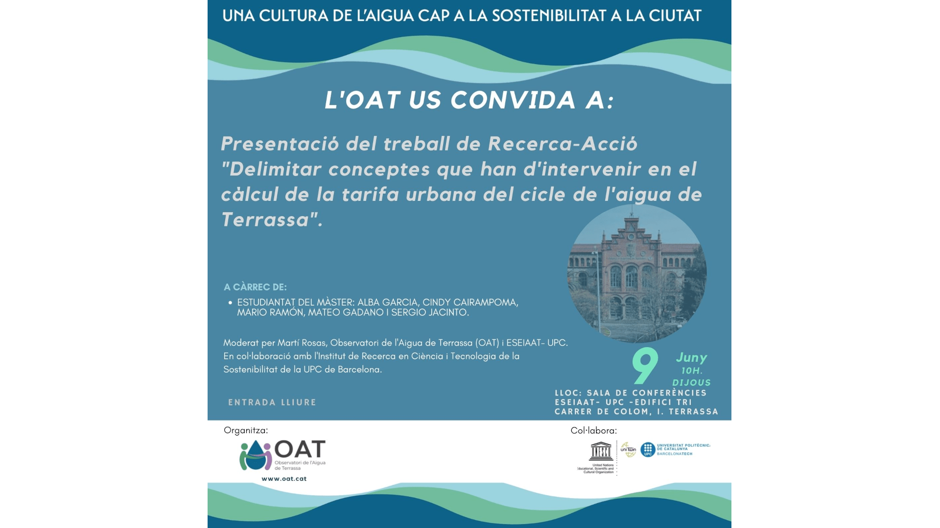 Presentación del trabajo de Investigación-Acción “Delimitar conceptos que tienen que intervenir en el cálculo de la tarifa urbana del ciclo del agua de Terrassa”