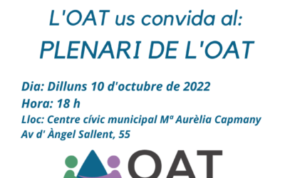 Vols estar al dia de la gestió de l’aigua a Terrassa?? vine al nou Plenari de l’OAT!