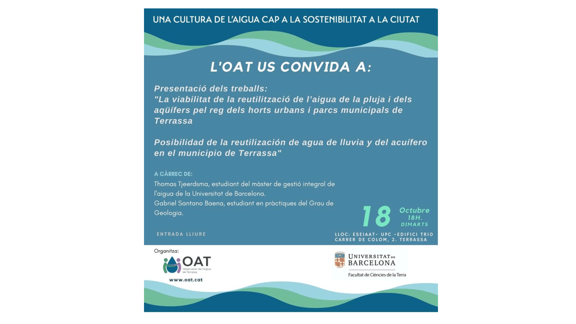 Presentació de treballs universitaris sobre reutilització d’aigua