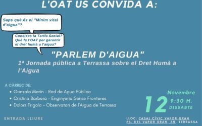 «Hablemos de Agua» – Jornada sobre el Derecho Humano al agua en Terrassa