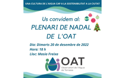 Plenario de Navidad del OAT, el proximo 20 de diciembre a las 18 h. a la Masia Freixa