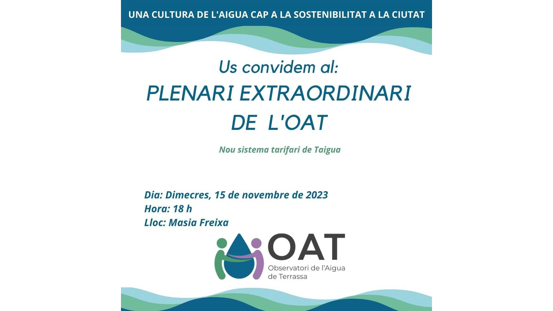 Plenario Extraordinario 15 de Noviembre: Nuevo sistema tarifario de Taigua
