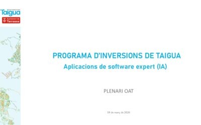 Programa d’inversions de TAIGUA i la utilització de software expert (IA) en la seva determinació