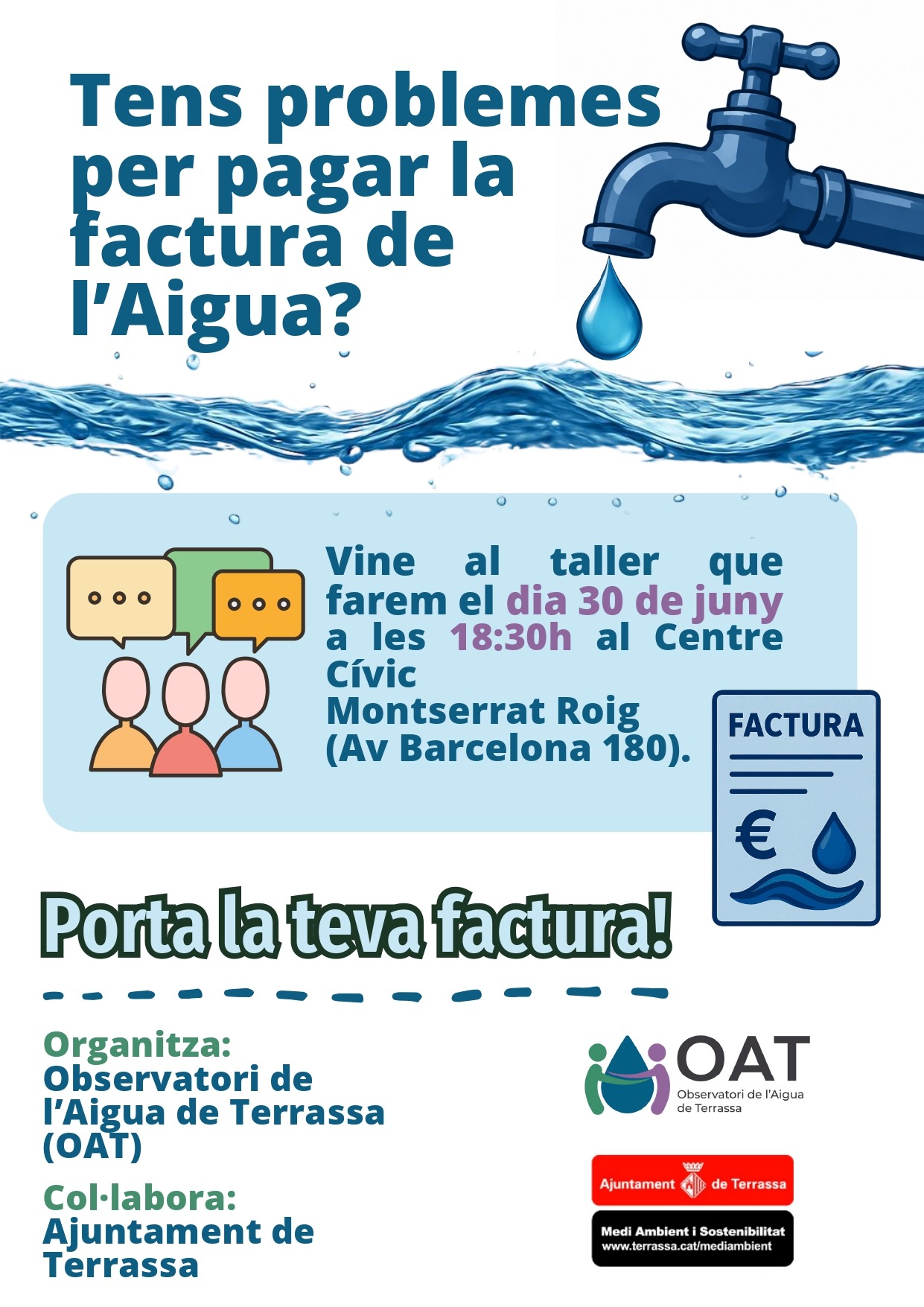 Tens problemes per pagar la factura de l’aigua?